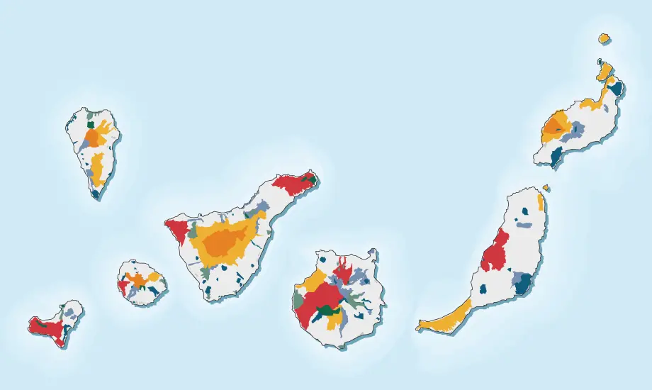 Mapa de clasificación del suelo en Canarias para construir casa prefabricada
